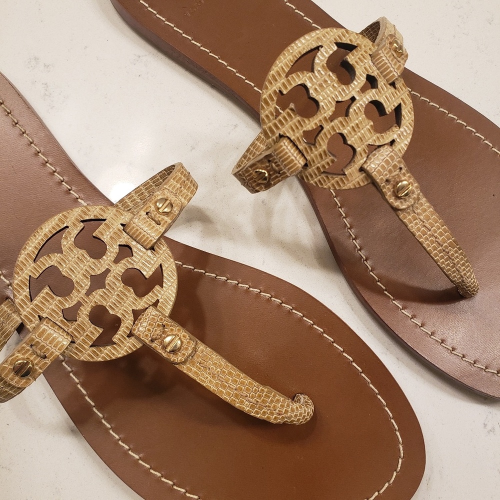 Tory Burch | Mini Miller Snakeskin Beige Tan Flats
